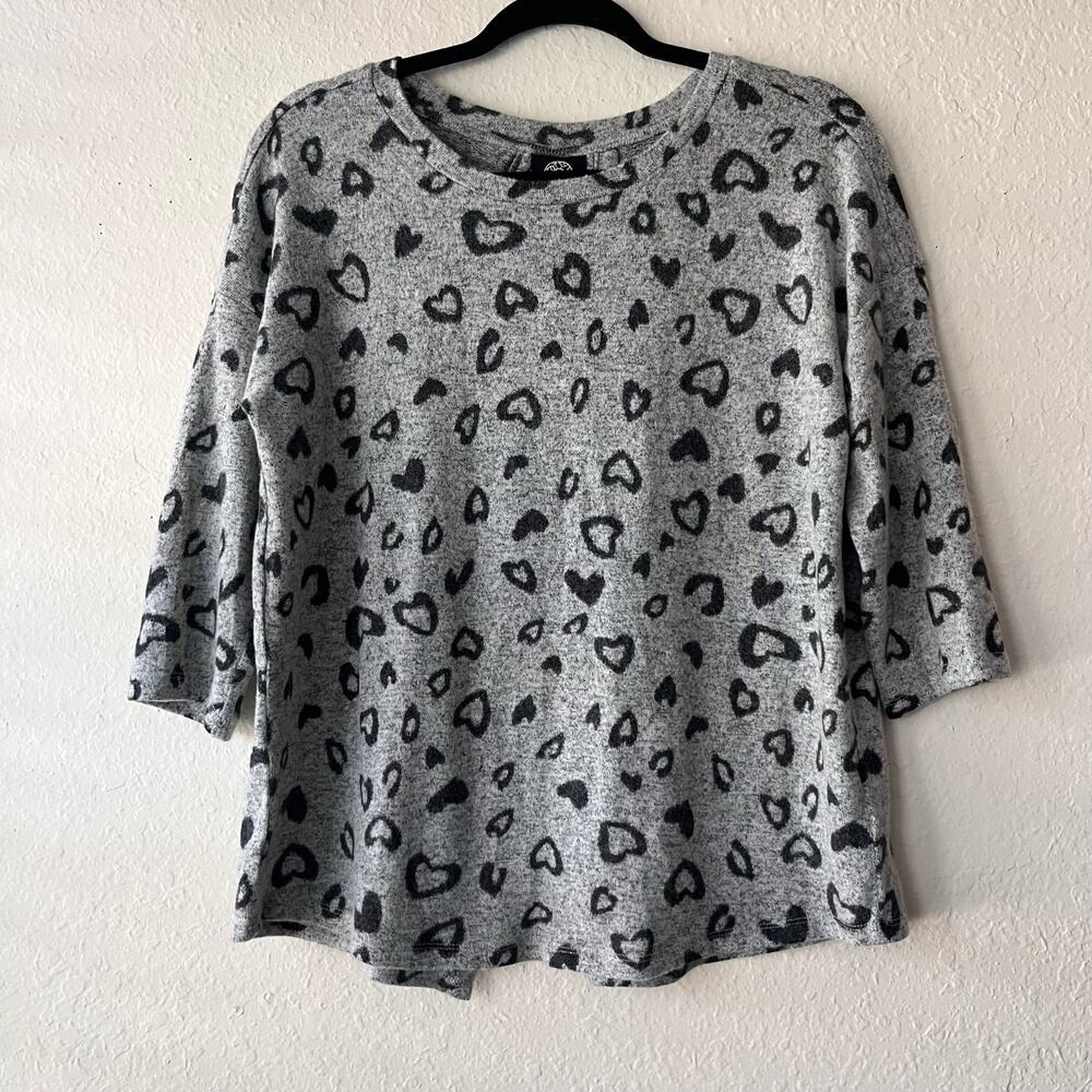 Bobeau New Womens 3/4 Sleeve Gray Open Back Pullover Oversized Blouse Top SizeXS
